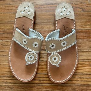 Jack Rogers leather sandals, tan/white sz 11